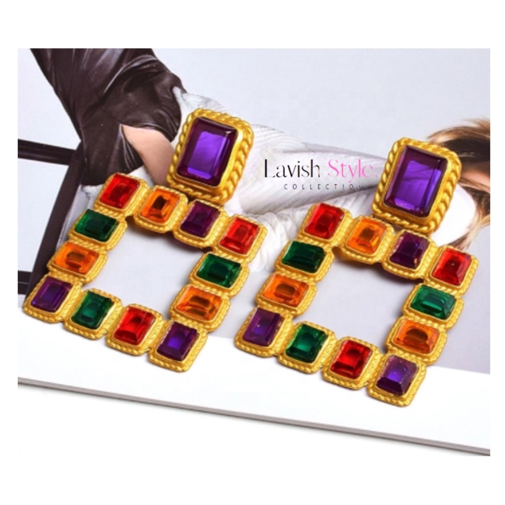 Gold Square Earrings